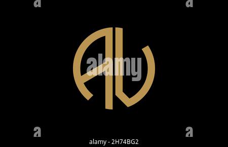 Alphabet AV or VA illustration monogram vector logo template in round shape Stock Vector