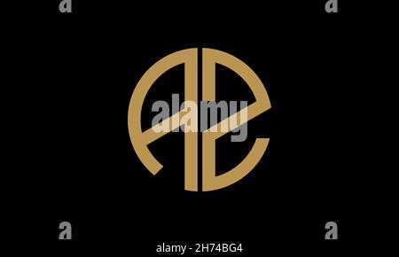 Alphabet AZ or ZA illustration monogram vector logo template in round shape Stock Vector