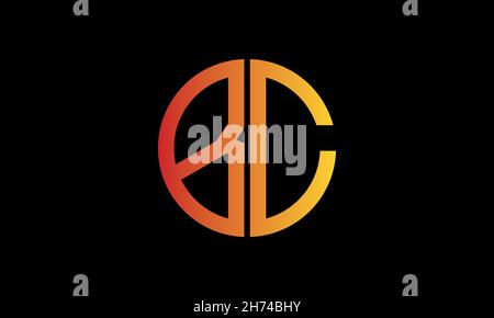 Alphabet BC or CB illustration monogram vector logo template in round shape Stock Vector