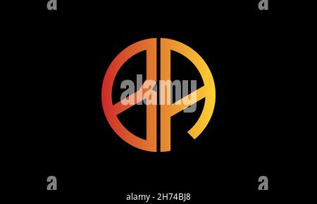 Alphabet BA or AB illustration monogram vector logo template in round shape Stock Vector