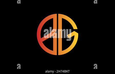 Alphabet BG or GB illustration monogram vector logo template in round shape Stock Vector