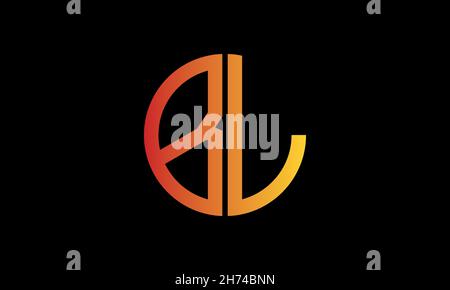 Alphabet BL or LB illustration monogram vector logo template in round shape Stock Vector