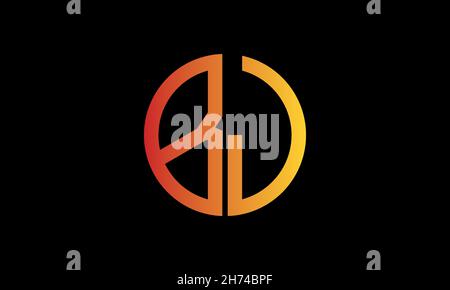 Alphabet BJ or JB illustration monogram vector logo template in round shape Stock Vector