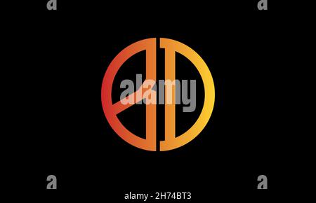 Alphabet BD or DB illustration monogram vector logo template in round shape Stock Vector
