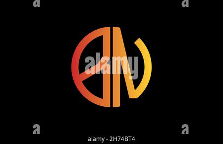 Alphabet BN or NB illustration monogram vector logo template in round shape Stock Vector