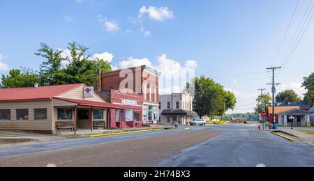 Elizabethtown, Illinois, USA - August 24, 2021: The old business district on Main Street Stock Photo