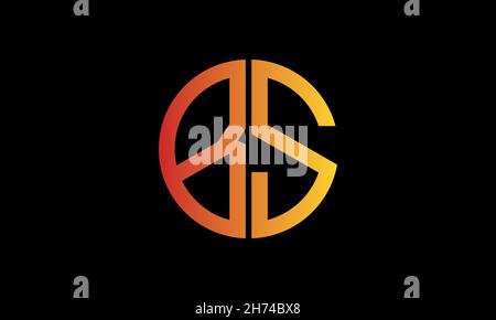 Alphabet BS or SB illustration monogram vector logo template in round shape Stock Vector