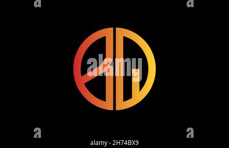 Alphabet BQ or QB illustration monogram vector logo template in round shape Stock Vector