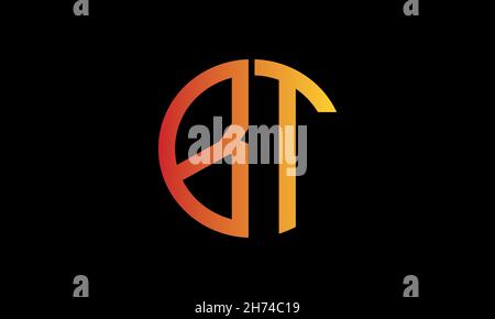 Alphabet BT or TB illustration monogram vector logo template in round shape Stock Vector