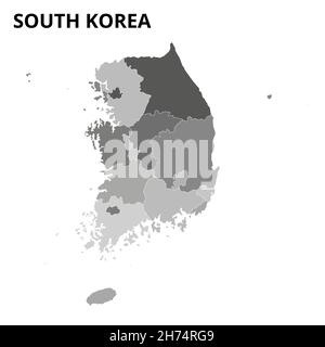 Map of South Korea. South Korea map. South Korea provinces Vector eps 10 Stock Vector