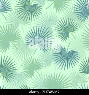 Elegant seamless vector floral ditsy pattern design of tropical exotic fan palm leaves. Foliage repeat texture background for printing and textile Stock Vector