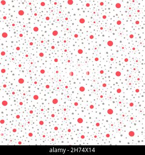 Trendy vector seamless polka dots and circles pattern design with white background. Scattered colorful dots repeat texture for printing and textile Stock Vector