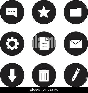 Digital icons set. Black Stock Vector