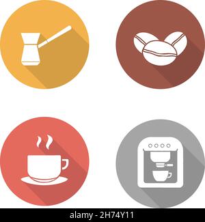 Coffee flat design icons set Stock Vector