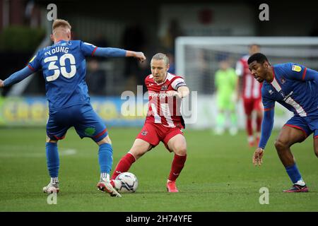 Exeter, UK. 20th Nov, 2021. Matt Jay of Exeter City during the Sky Bet League 2 match between Exeter City and Carlisle United at St James' Park, Exeter, England on 20 November 2021. Photo by Dave Peters/PRiME Media Images. Credit: PRiME Media Images/Alamy Live News Stock Photo