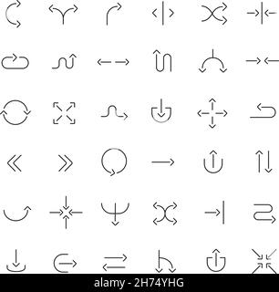Arrows set. Thin line Stock Vector