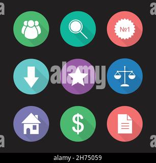 Business flat design icons set Stock Vector