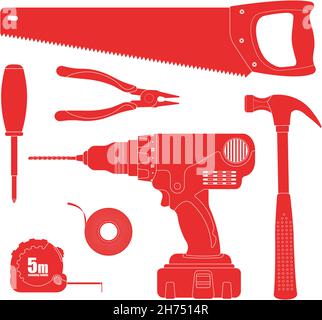 Renovation tools silhouettes Stock Vector