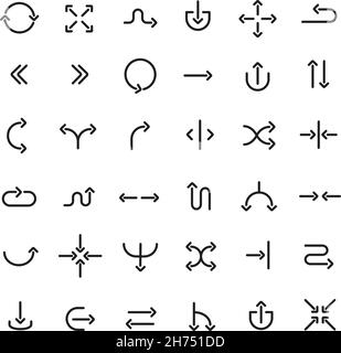 Thick line navigation arrows set Stock Vector
