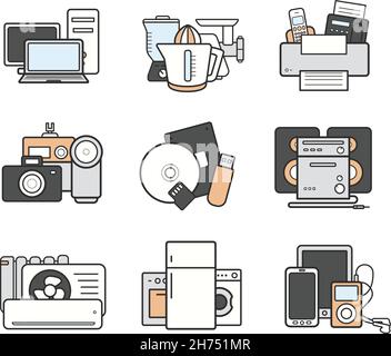 Household icons set. Color Stock Vector
