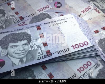 Money of Armenia. Dram bills. AMD banknotes. 1000 Armenian. Business ...