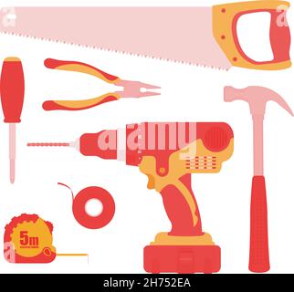 Construction tools instruments set Stock Vector