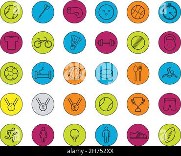 Active sport games color linear icons set Stock Vector