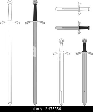 Medieval sword set Stock Vector