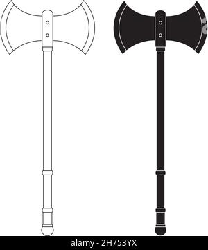 Medieval executioner double-sided ax Stock Vector