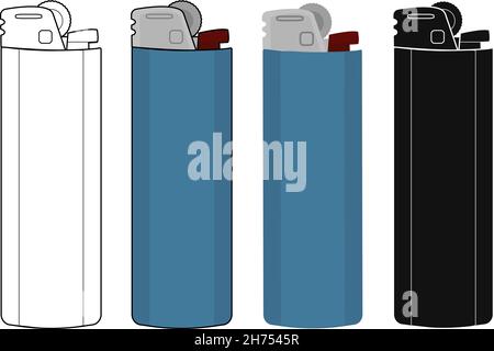 Disposable pocket gas lighters icons set Stock Vector