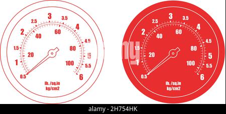 Pressure gauge bar icon. Contour, silhouette Stock Vector