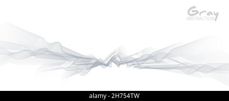 Undulating. Minimal grey abstraction with thin wavy lines. Subtle vector graphics Stock Vector