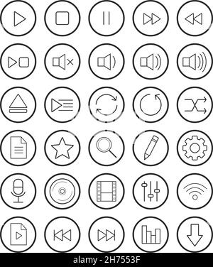 Multimedia linear icons set Stock Vector