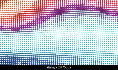 Abstract dotted multicolor background with varicolored waves. Vector graphic pattern with halftone effect Stock Vector