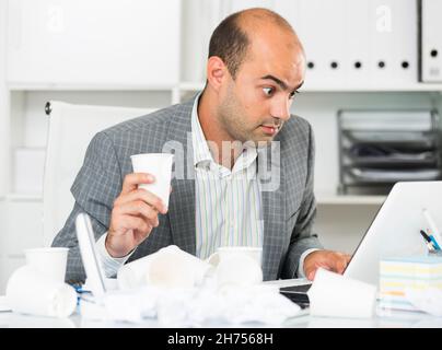 Male having lot of work and problems Stock Photo