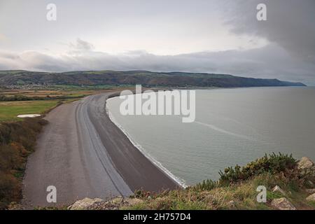 View of Bossington Beach Somerset UK Stock Photo