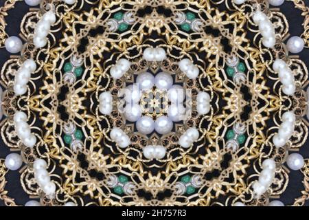 Abstract Golden Forms mandala design. Esoteric seamless background. Stock Photo