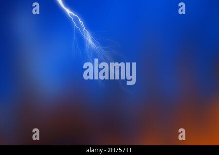 Big lightning on the sky. Dramatic nature force background Stock Photo