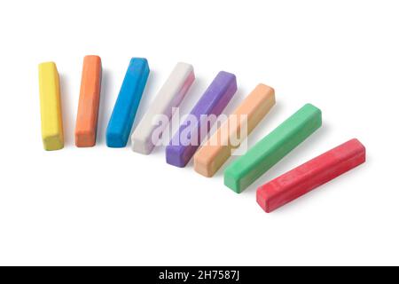 Multicolored crayons for drawing isolated on white Stock Photo