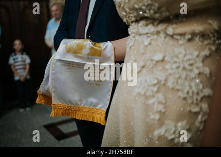 Footage of a lovely couple on the wedding day Stock Photo