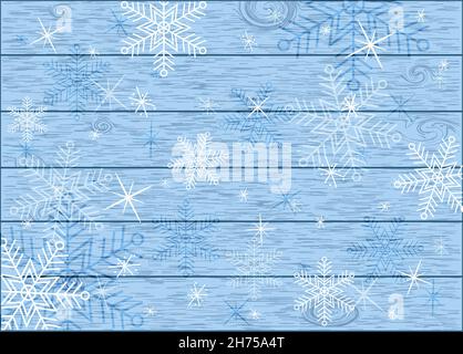 blue background texture of a board with snowflakes Stock Vector
