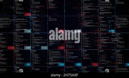 Digital table with data and numbers on black backgroun. Animation. Business table with statistics and indicators in numbers. Modern table with numeric Stock Photo