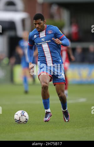 Exeter, UK. 20th Nov, 2021. Tristan Abrahams of Carlisle United during the Sky Bet League 2 match between Exeter City and Carlisle United at St James' Park, Exeter, England on 20 November 2021. Photo by Dave Peters/PRiME Media Images. Credit: PRiME Media Images/Alamy Live News Stock Photo