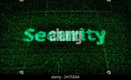 Abstract technological background with a word security, concept of hacking and cyber attacks. Animation. Visualization of a computer digital circuit b Stock Photo