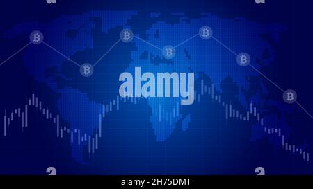 Bitcoin income decrease. Cryptocurrency depreciation. Economy income gain.Income loss. Bitcoin loss graph . Bitcoin down. Bitcoin decrease chart. Stock Vector