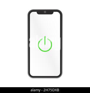 Power on, turn on, on, open, mobile phone, smart phone, turn on device, turn on the power vector stock.Phone on/off icon. Stock Vector