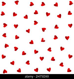 Red hearts on a white background. Vector stock illustration. Stock Vector