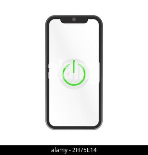 Power on, turn on, on, open, mobile phone, smart phone, turn on device, turn on the power vector stock.Phone on/off icon. Stock Vector