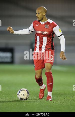 Exeter, UK. 20th Nov, 2021. Jake Caprice of Exeter City during the Sky Bet League 2 match between Exeter City and Carlisle United at St James' Park, Exeter, England on 20 November 2021. Photo by Dave Peters/PRiME Media Images. Credit: PRiME Media Images/Alamy Live News Stock Photo