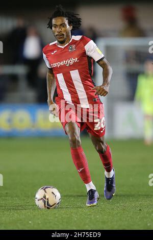 Exeter, UK. 20th Nov, 2021. Jevani Brown of Exeter City during the Sky Bet League 2 match between Exeter City and Carlisle United at St James' Park, Exeter, England on 20 November 2021. Photo by Dave Peters/PRiME Media Images. Credit: PRiME Media Images/Alamy Live News Stock Photo
